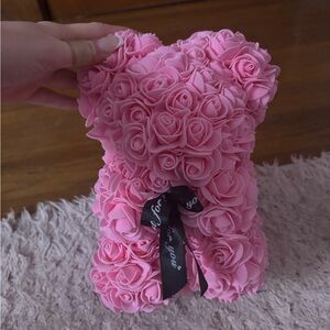 Pink Rose Teddy Bear with Bow